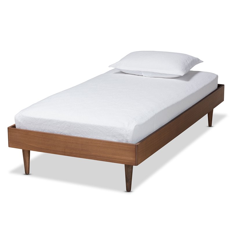 Bowery Hill Ash Walnut Finished Wood Twin Size Platform Bed Frame