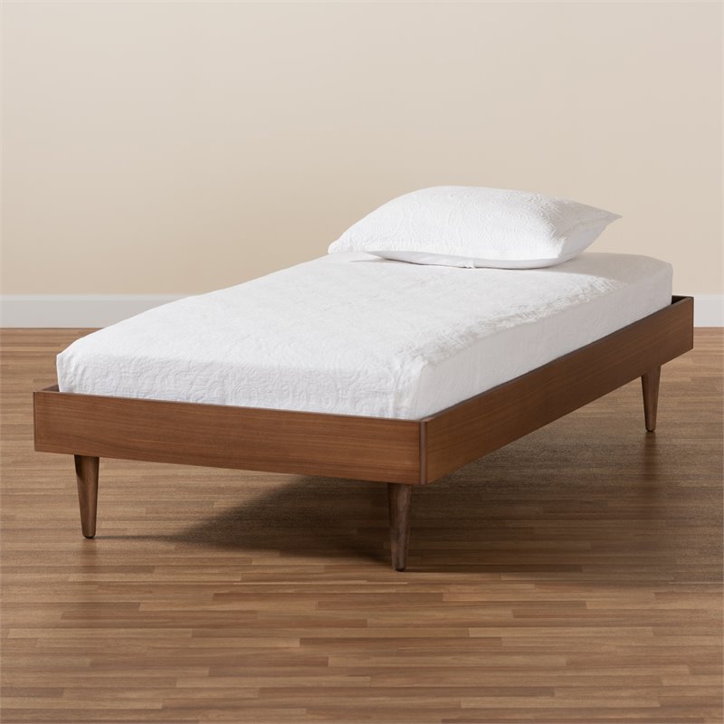 Bowery Hill Ash Walnut Finished Wood Twin Size Platform Bed Frame