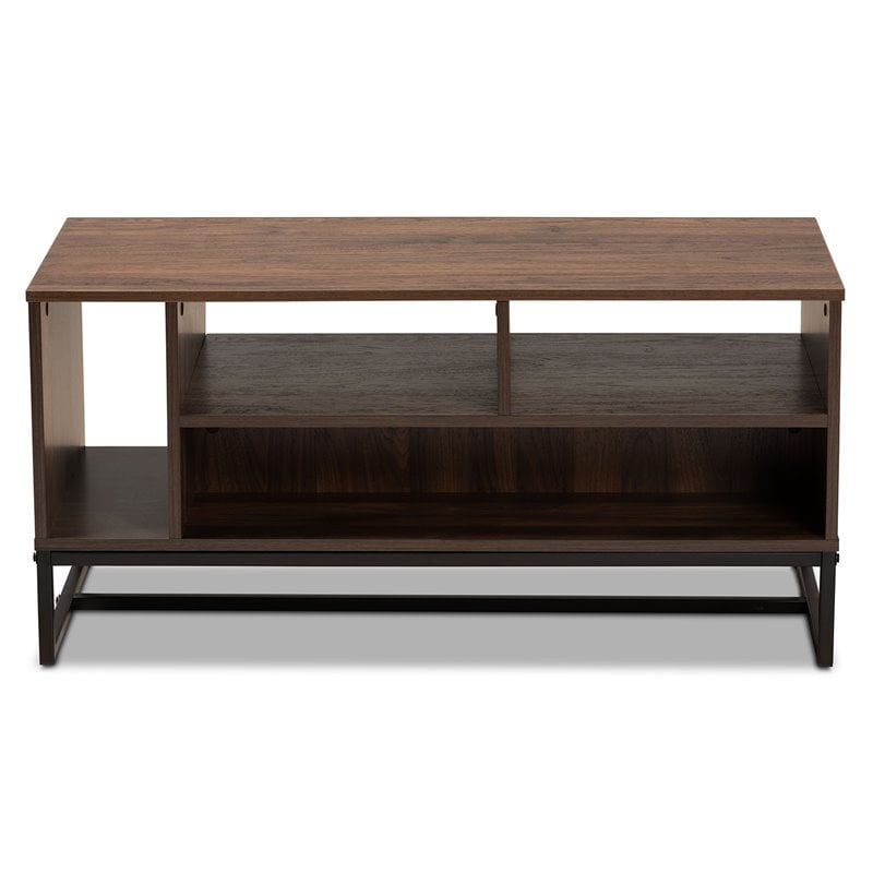 Bowery Hill Modern Walnut Brown and Black Coffee Table