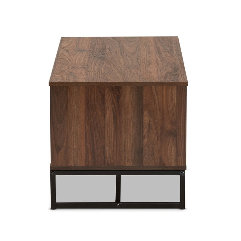 Bowery Hill Modern Walnut Brown and Black Coffee Table