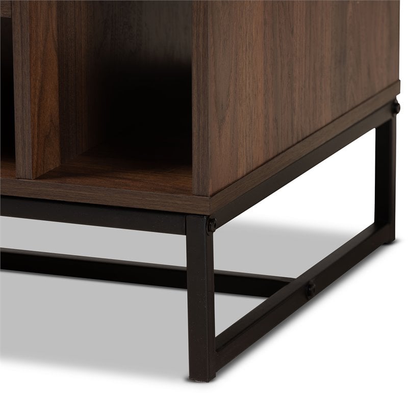 Bowery Hill Modern Walnut Brown and Black Coffee Table