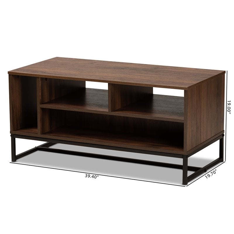 Bowery Hill Modern Walnut Brown and Black Coffee Table