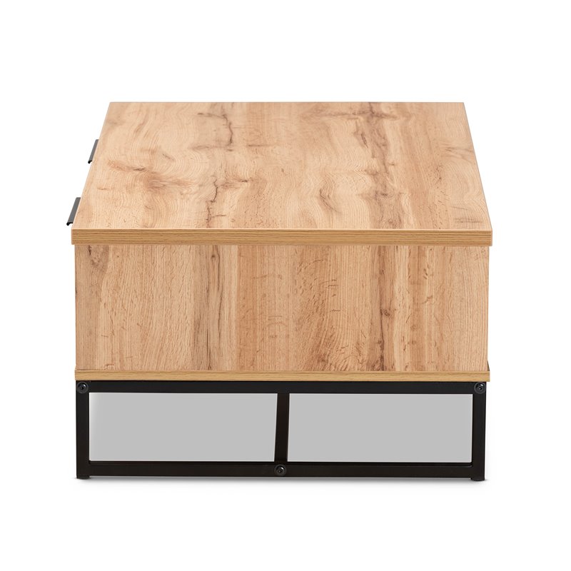 Bowery Hill Oak Brown and Black 2-Drawer Coffee Table