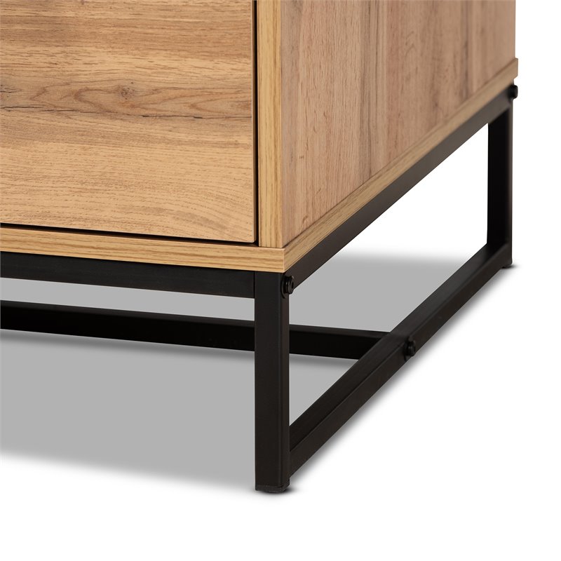 Bowery Hill Oak Brown and Black 2-Drawer Coffee Table