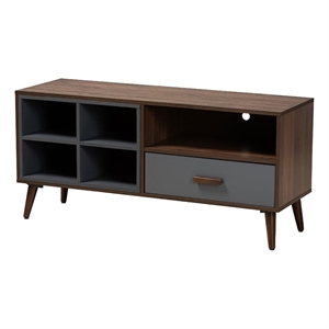 Bowery Hill Modern Wood TV Stand for TVs up to 47&quot with 1-Drawer in Walnut
