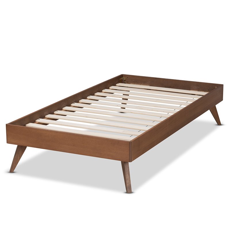 Bowery Hill Ash Walnut Finished Wood Twin Size Platform Bed Frame