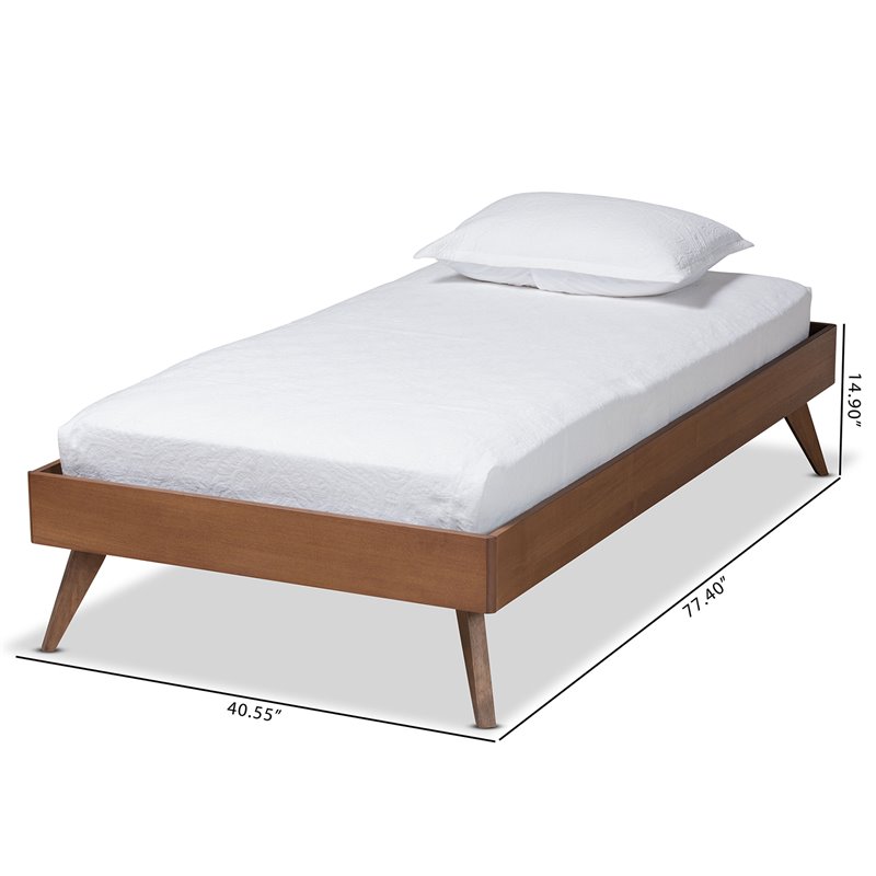 Bowery Hill Ash Walnut Finished Wood Twin Size Platform Bed Frame
