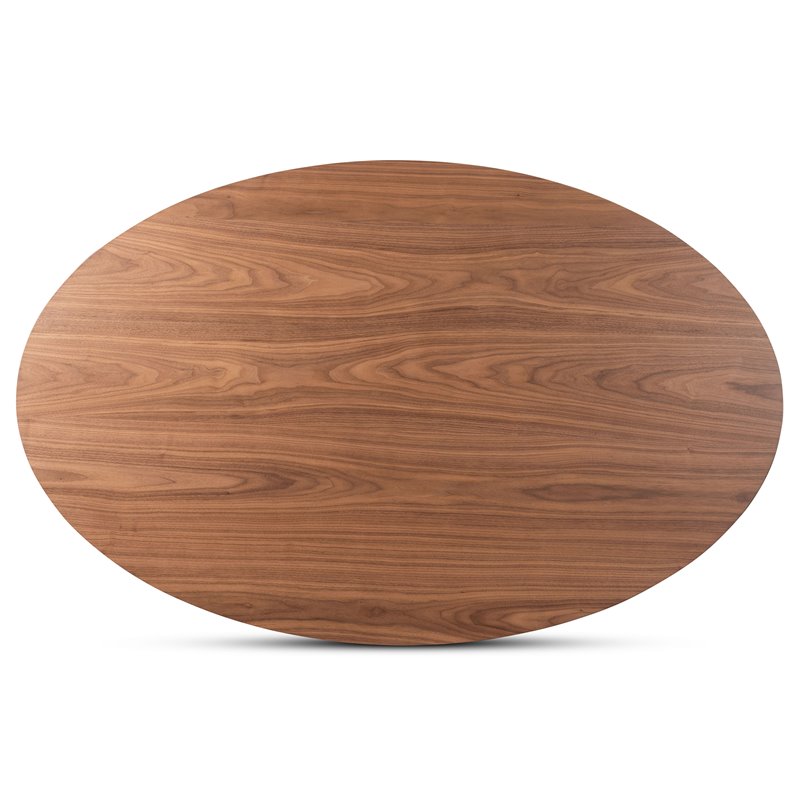Bowery Hill Modern Walnut Brown Finished Wood 71-Inch Oval Dining Table