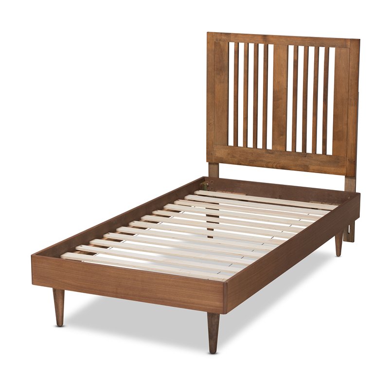 Bowery Hill Ash Walnut Finished Wood Twin Size Platform Bed