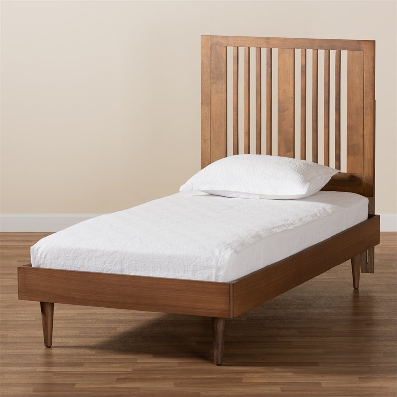 Bowery Hill Ash Walnut Finished Wood Twin Size Platform Bed