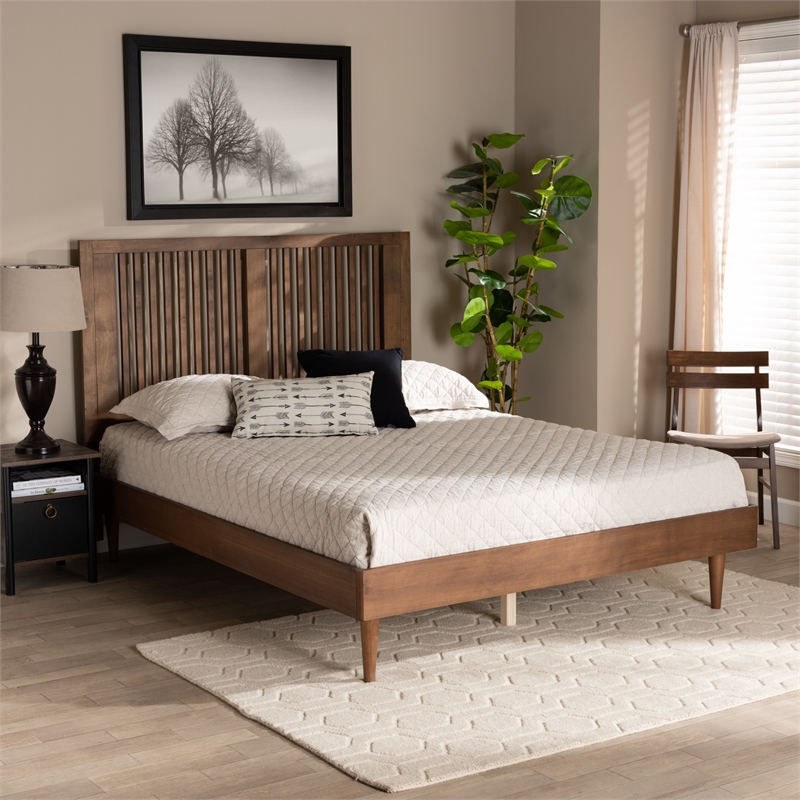 Bowery Hill Ash Walnut Finished Wood King Size Platform Bed