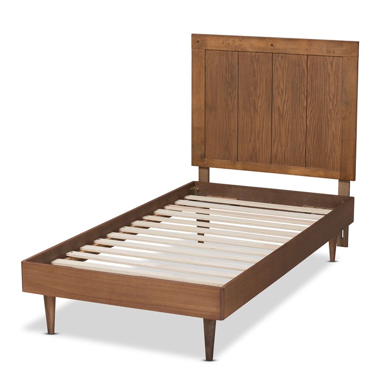 Bowery Hill Ash Walnut Finished Wood Twin Size Platform Bed