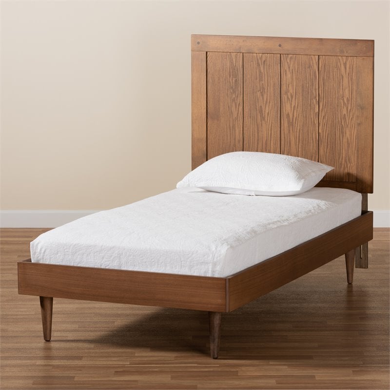 Bowery Hill Ash Walnut Finished Wood Twin Size Platform Bed