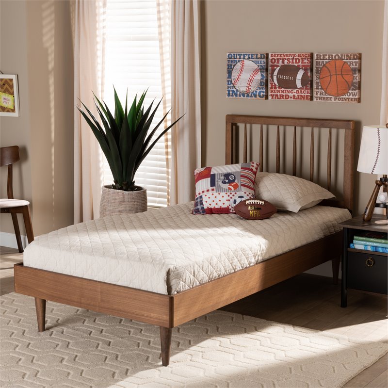 Bowery Hill Ash Walnut Finished Wood Twin Size Platform Bed
