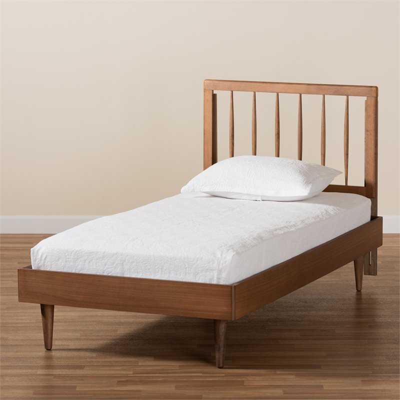 Bowery Hill Ash Walnut Finished Wood Twin Size Platform Bed