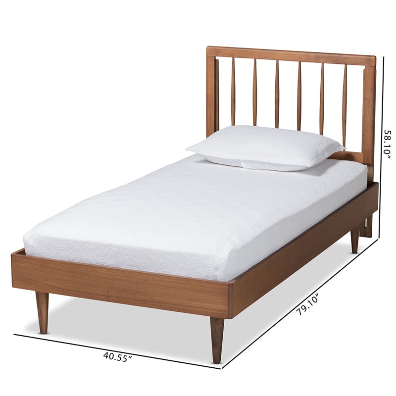 Bowery Hill Ash Walnut Finished Wood Twin Size Platform Bed