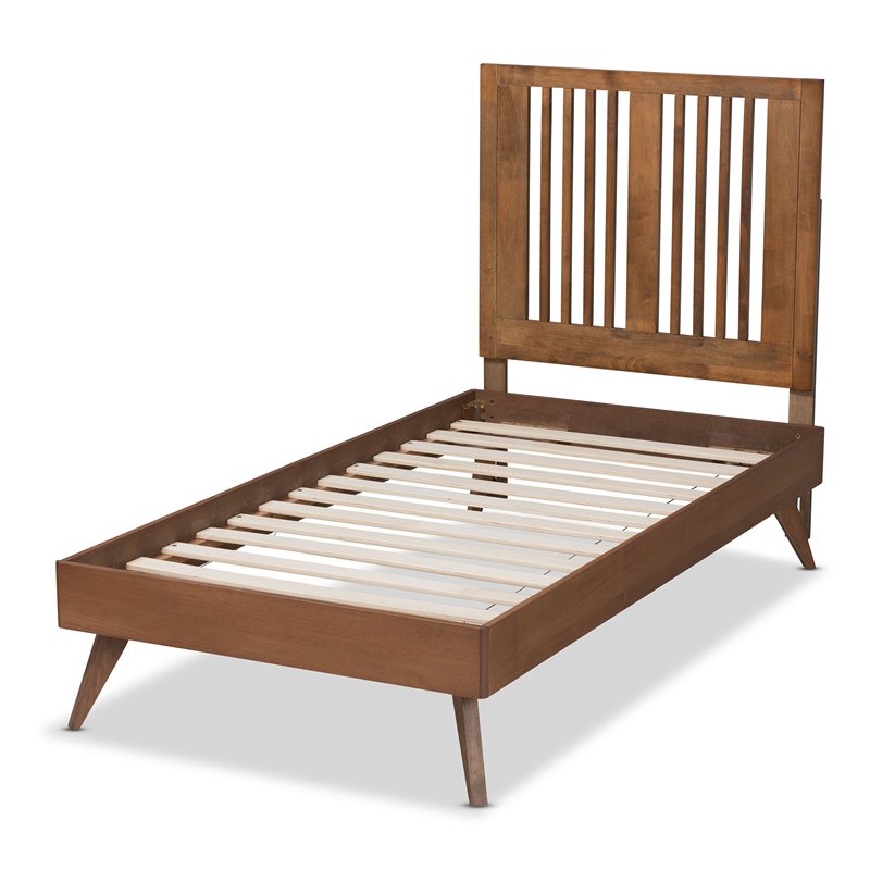 Bowery Hill Transitional Ash Walnut Finished Wood Twin Size Platform Bed
