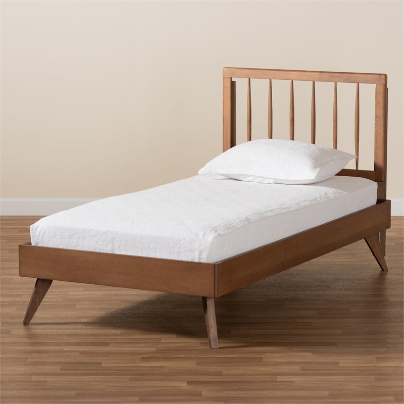 Bowery Hill Ash Walnut Finished Wood Twin Size Platform Bed