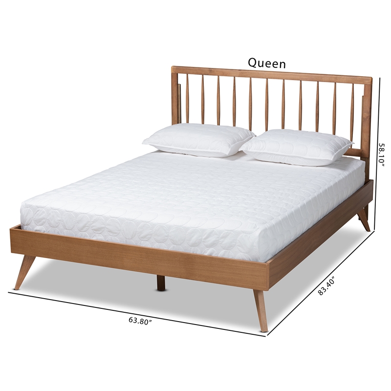 Bowery Hill Ash Walnut Finished Wood Queen Size Platform Bed