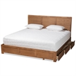 Bowery Hill Brown Finished Wood King Size 3-Drawer Platform Storage Bed