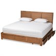 Bowery Hill Brown Finished Wood King Size 3-Drawer Platform Storage Bed