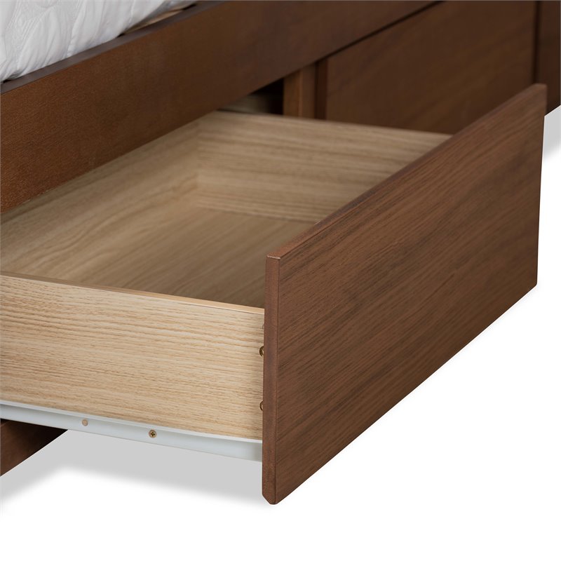 Bowery Hill Brown Finished Wood King Size 3-Drawer Platform Storage Bed