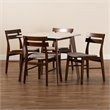 Bowery Hill Brown Wood 5-Piece Dining Set with Faux Marble Dining Table