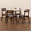 Bowery Hill Brown Wood 5-Piece Dining Set with Faux Marble Dining Table
