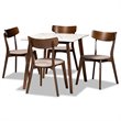 Bowery Hill Brown Wood 5-Piece Dining Set with Faux Marble Dining Table
