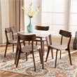 Bowery Hill Brown Wood 5-Piece Dining Set with Faux Marble Dining Table