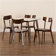 Bowery Hill Brown Wood 5-Piece Dining Set with Faux Marble Dining Table