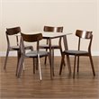 Bowery Hill Brown Wood 5-Piece Dining Set with Faux Marble Dining Table