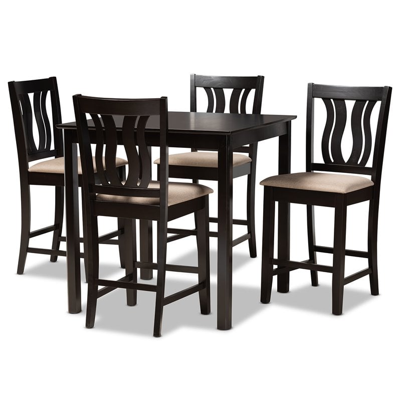 Bowery Hill Contemporary Brown Finished Wood 5-Piece Pub Set