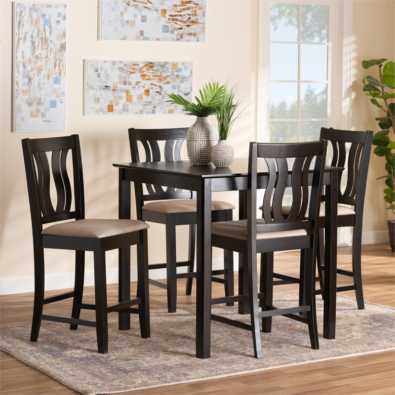 Bowery Hill Contemporary Brown Finished Wood 5-Piece Pub Set