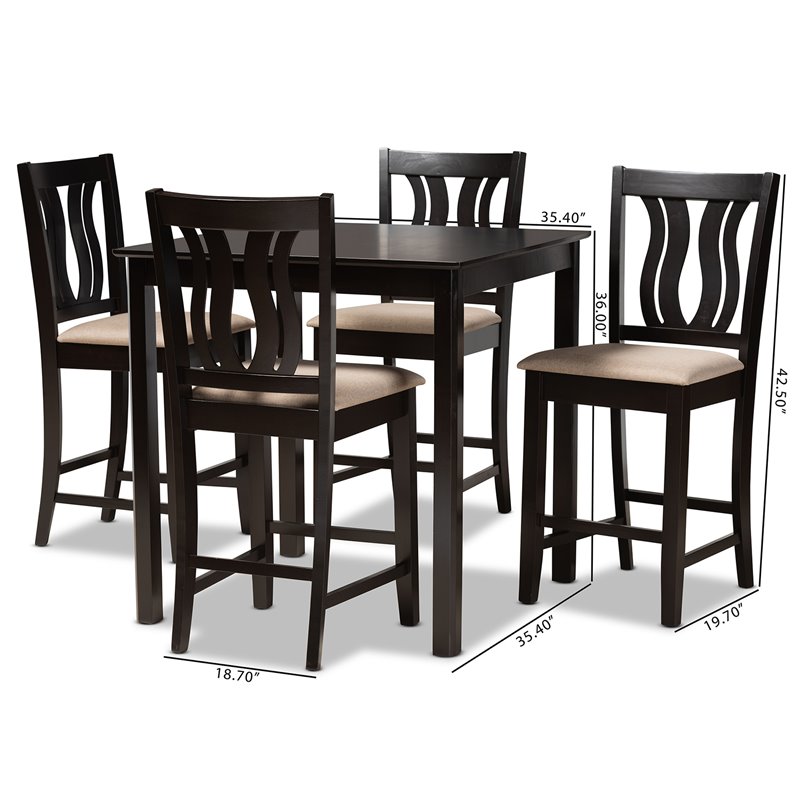 Bowery Hill Contemporary Brown Finished Wood 5-Piece Pub Set