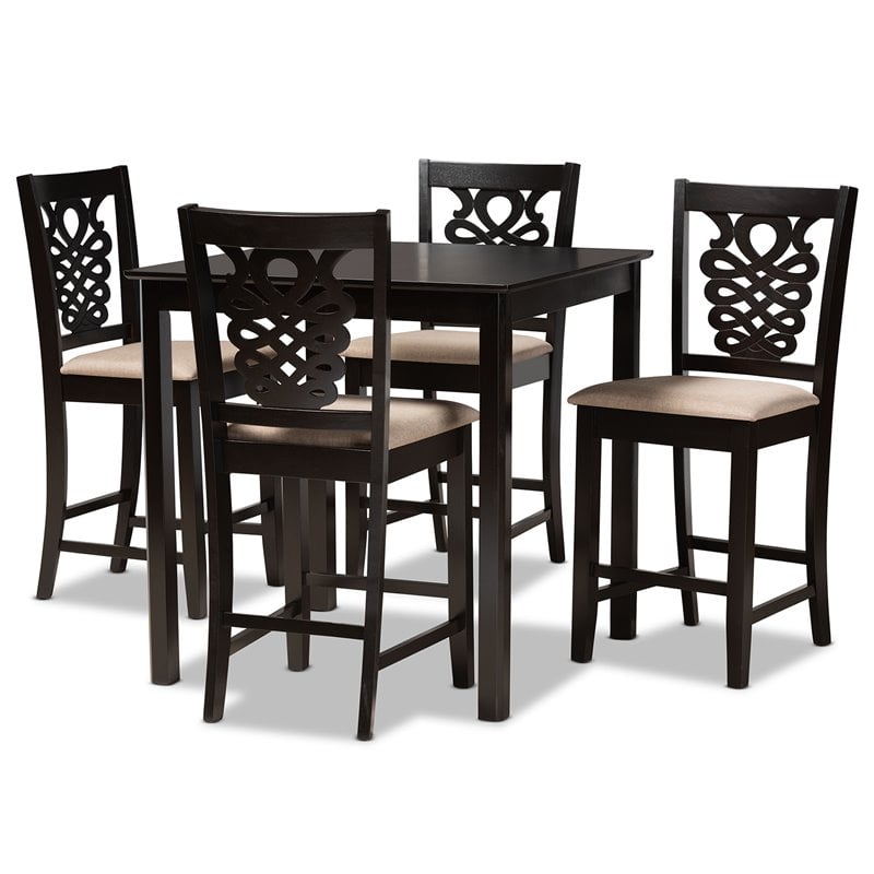 Bowery Hill Contemporary Brown Finished Wood 5-Piece Pub Set