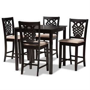 bowery hill contemporary brown finished wood 5-piece pub set