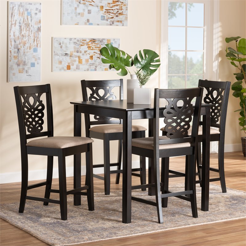 Bowery Hill Contemporary Brown Finished Wood 5-Piece Pub Set