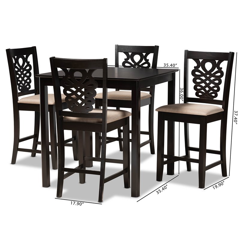 Bowery Hill Contemporary Brown Finished Wood 5-Piece Pub Set