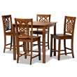 Bowery Hill Walnut Brown Finished Wood 5-Piece Pub Set