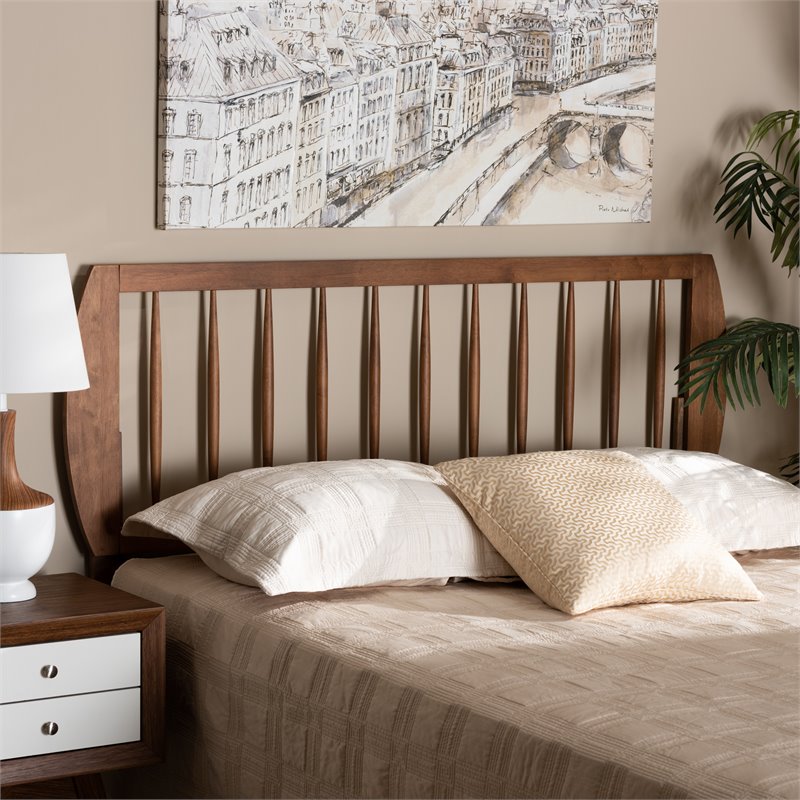 Bowery Hill Walnut Finished Wood Full Size Headboard