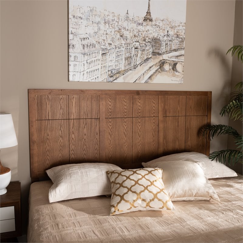 Bowery Hill Walnut Finished Wood King Size Headboard
