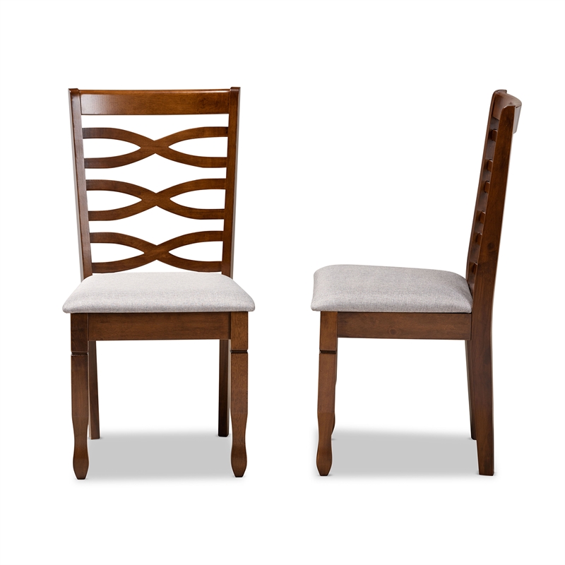 Bowery Hill Grey and Brown Finished Wood 2-Piece Dining Chair Set