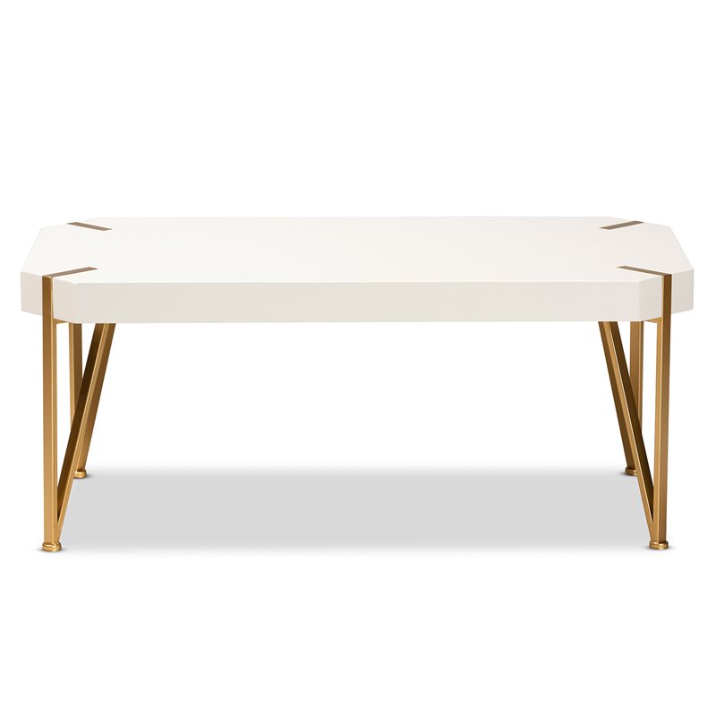 Bowery Hill Gold Metal and White Finished Wood Coffee Table
