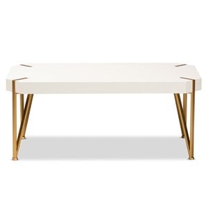 Bowery Hill Gold Metal and White Finished Wood Coffee Table