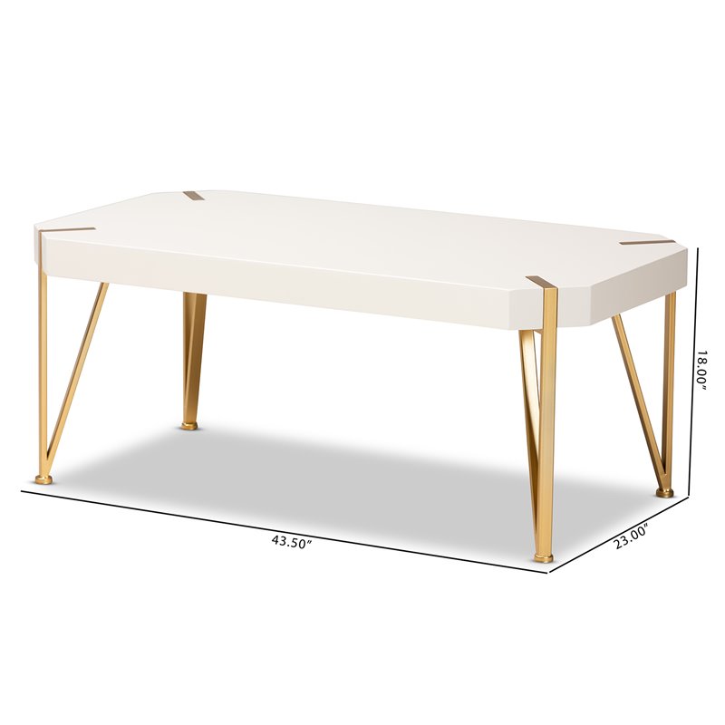Bowery Hill Gold Metal and White Finished Wood Coffee Table