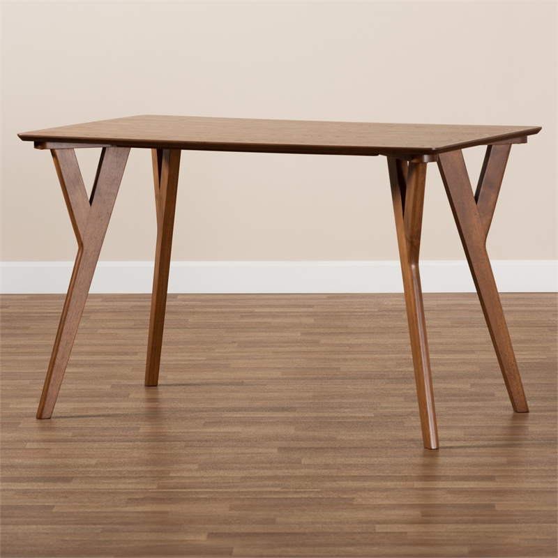 Bowery Hill Mid-Century Walnut Brown Finished Wood Dining Table