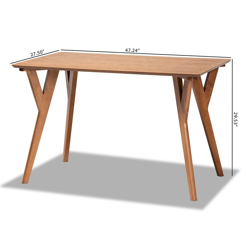 Bowery Hill Mid-Century Walnut Brown Finished Wood Dining Table