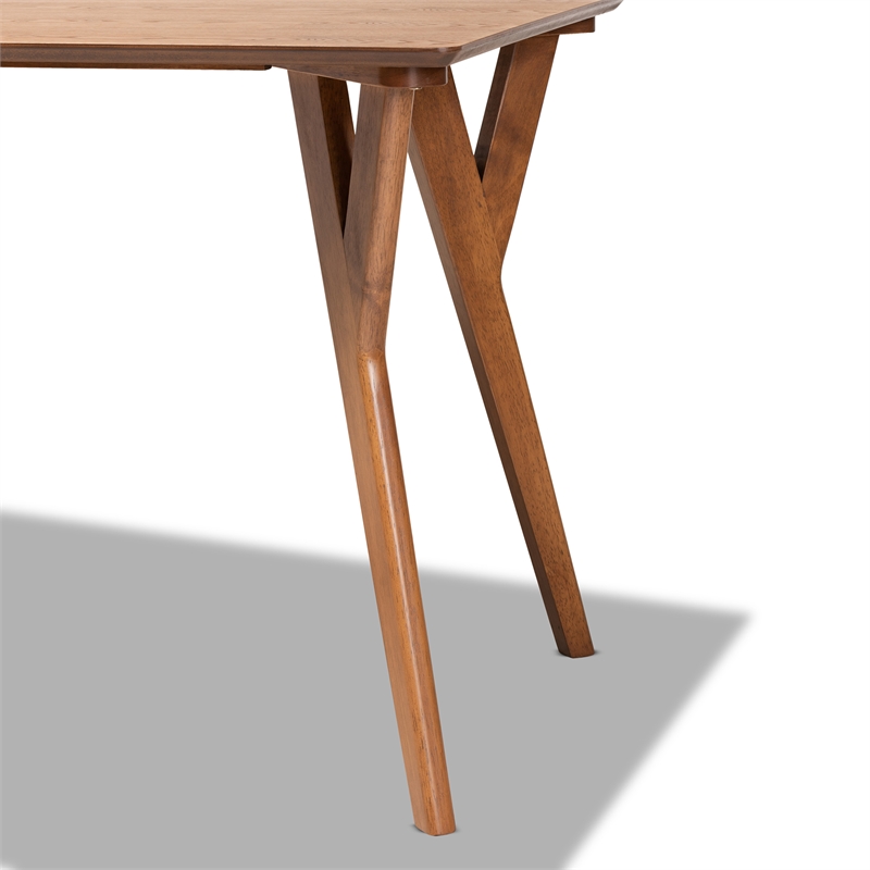 Bowery Hill Mid-Century Walnut Brown Finished Wood Dining Table