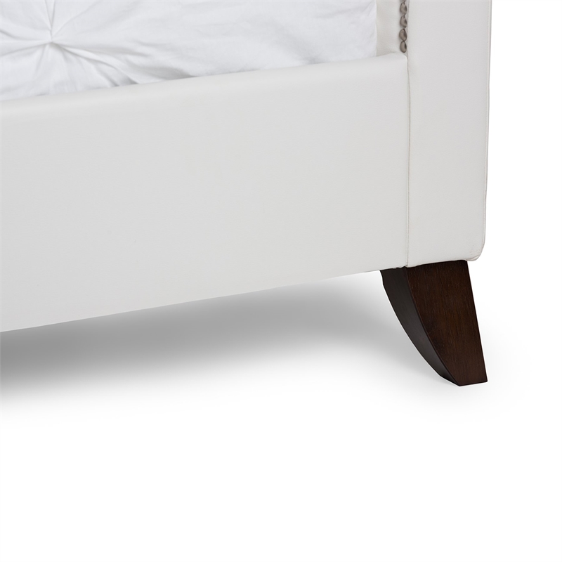 Bowery Hill Modern Faux Leather Queen Size Platform Bed in White